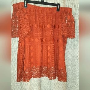 Maurices burnt orange off the shoulder size 3